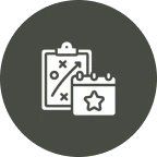 Game plan diagram and star calendar icon.