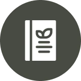 Nature-themed book symbol in circle