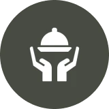 Food service emblem in circle